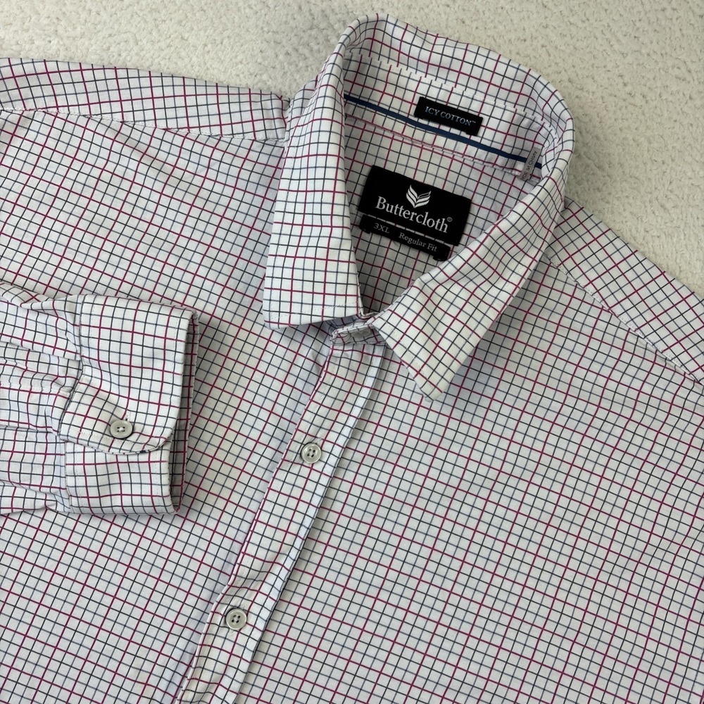 BUTTERCLOTH Icy Cotton Long Sleeve Shirt Mens 3XL Regular Fit Button Stretch LS